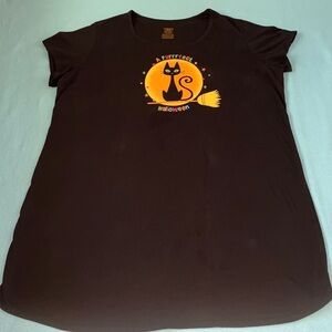 HALLOWEEN cat graphic t-shirt tunic nightshirt short sleeve crewneck size 2X- 3X